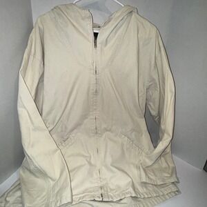 J Crew Beige Cotton Hooded Zip Up Jacket Women's Size S Lightweight Casual